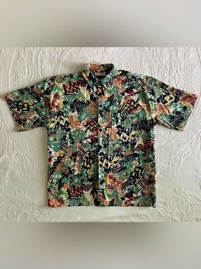 Pierre Cardin | Vintage | Abstract Print Button-Up Shirt | Short Sleeve | S